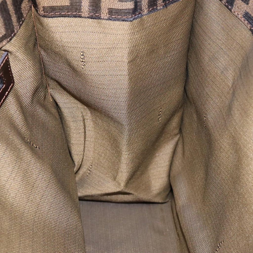 FENDI Zucca Canvas Mamma Tote Bag Brown Black Silver 92515