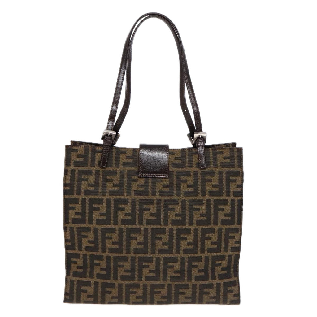 FENDI Zucca Canvas Mamma Tote Bag Brown Black Silver 92515
