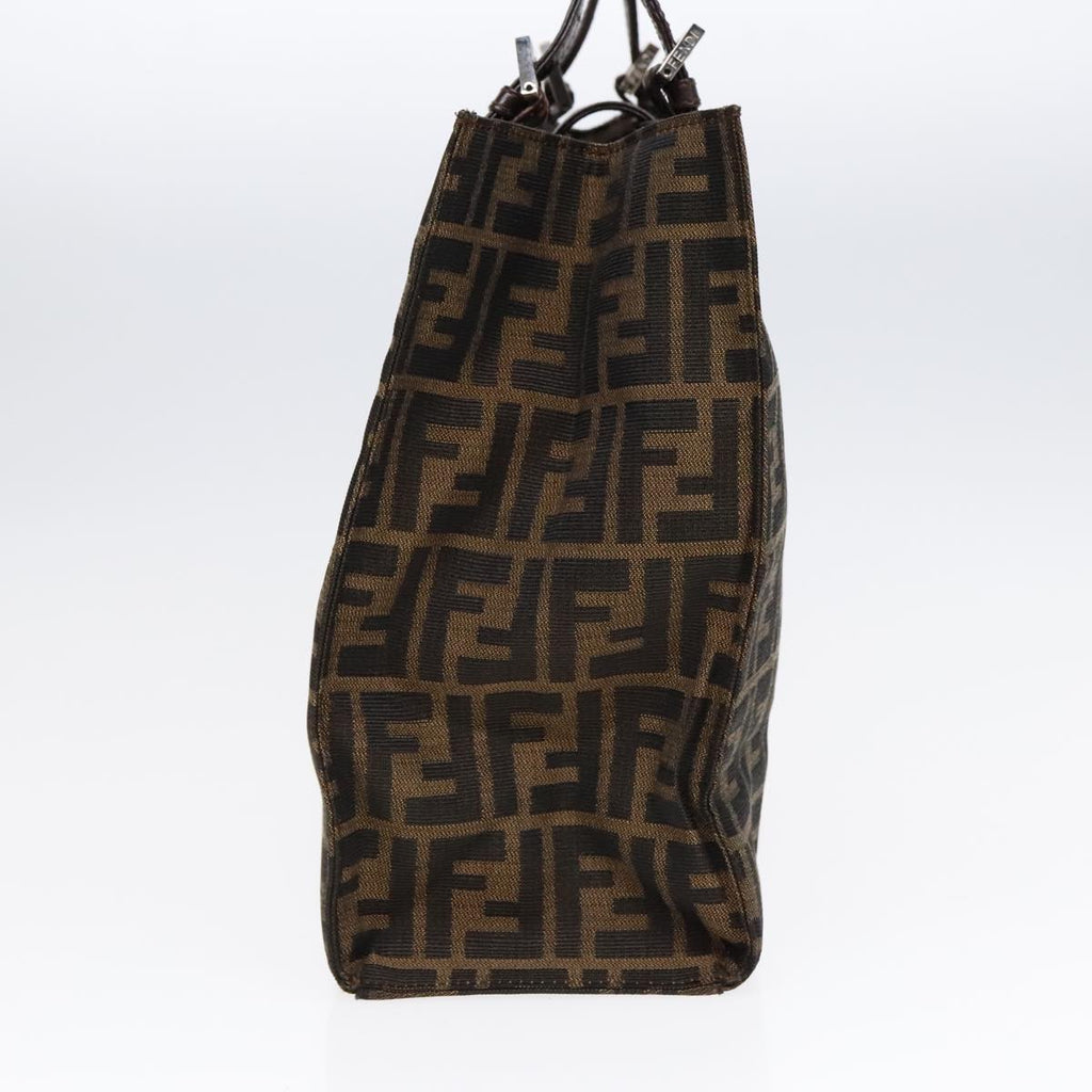 FENDI Zucca Canvas Mamma Tote Bag Brown Black Silver 92515