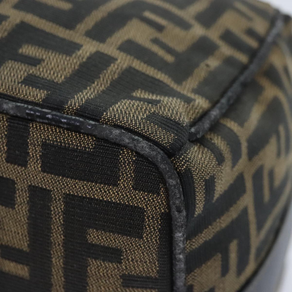 FENDI Zucca Canvas Vanity Pouch Brown Black gold 92526