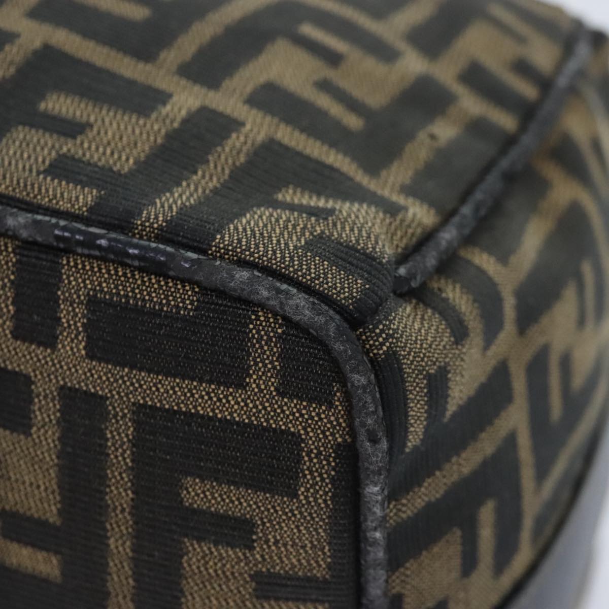 FENDI Zucca Canvas Vanity Pouch Brown Black gold 92526