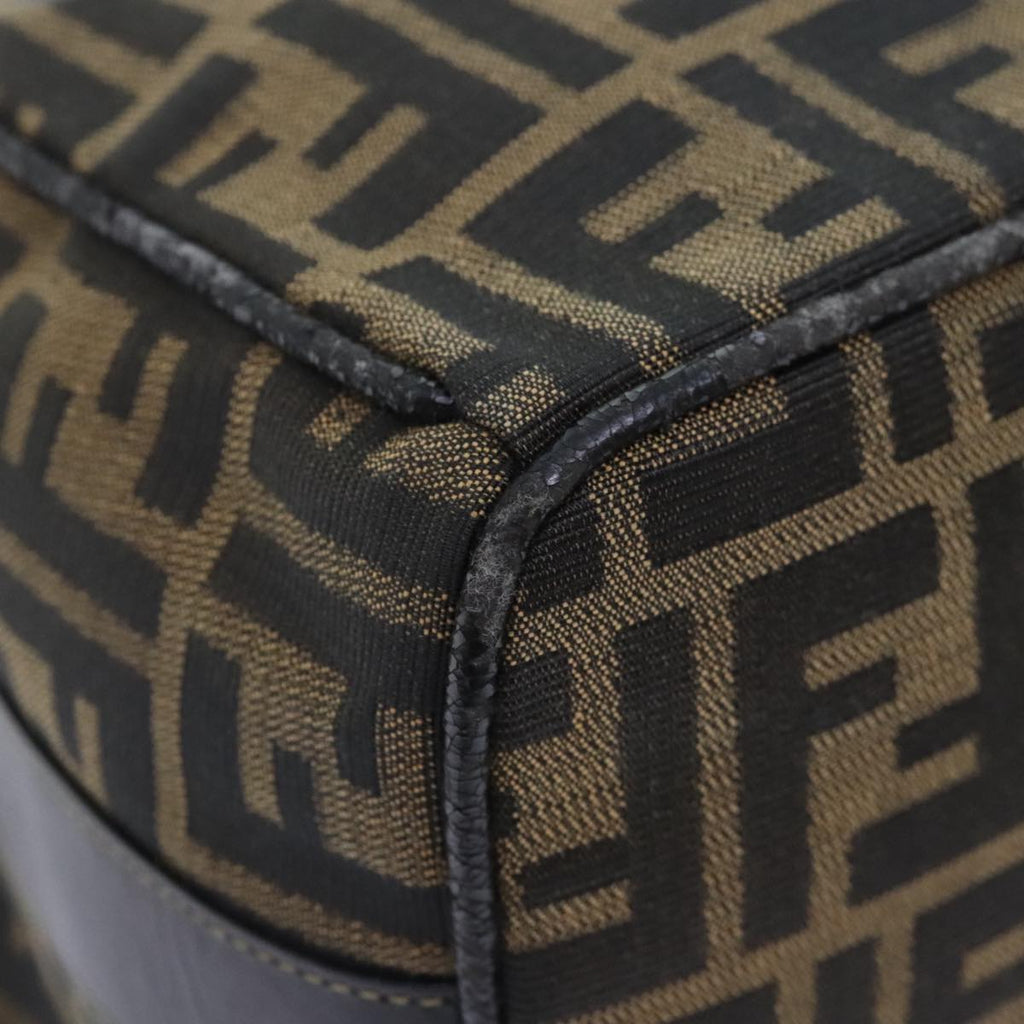 FENDI Zucca Canvas Vanity Pouch Brown Black gold 92526