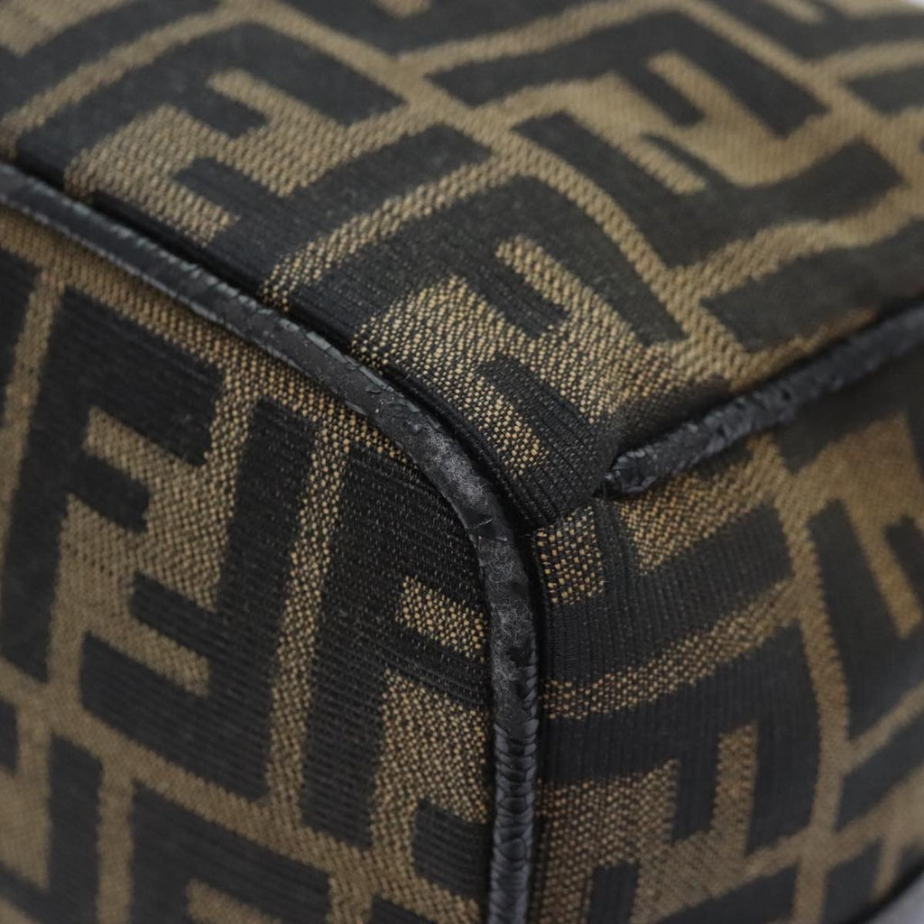 FENDI Zucca Canvas Vanity Pouch Brown Black gold 92526