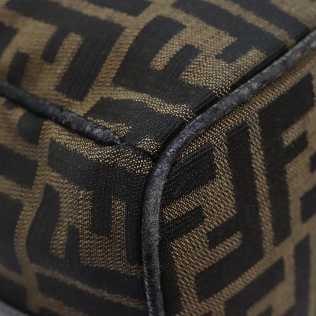 FENDI Zucca Canvas Vanity Pouch Brown Black gold 92526