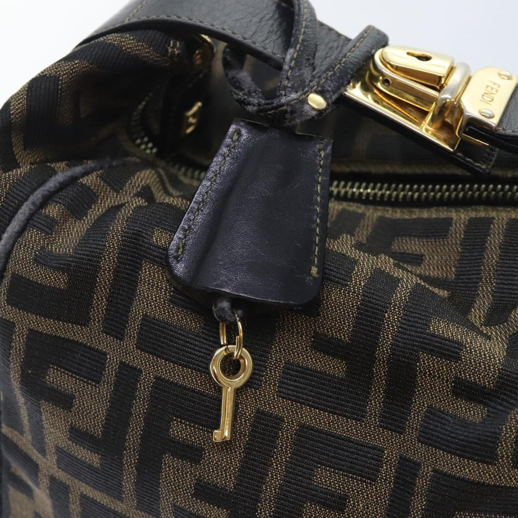 FENDI Zucca Canvas Vanity Pouch Brown Black gold 92526