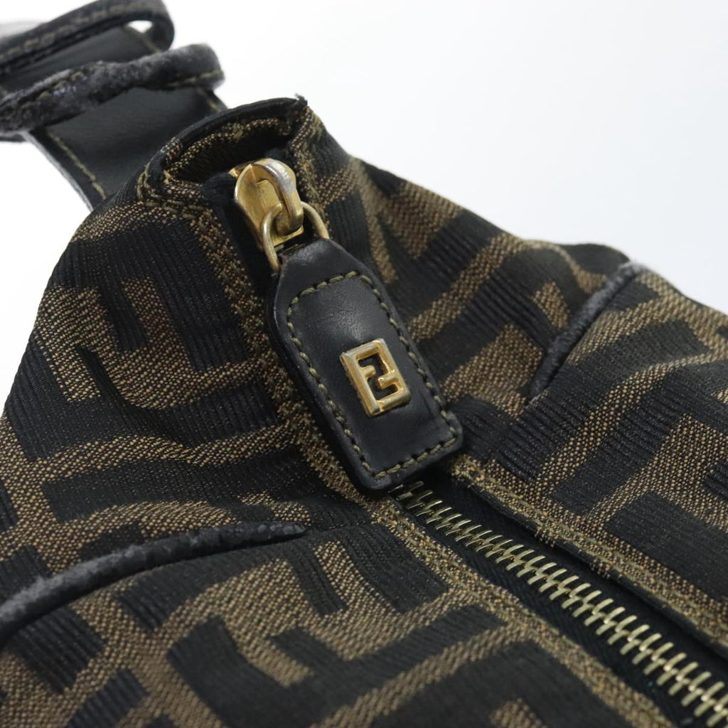 FENDI Zucca Canvas Vanity Pouch Brown Black gold 92526