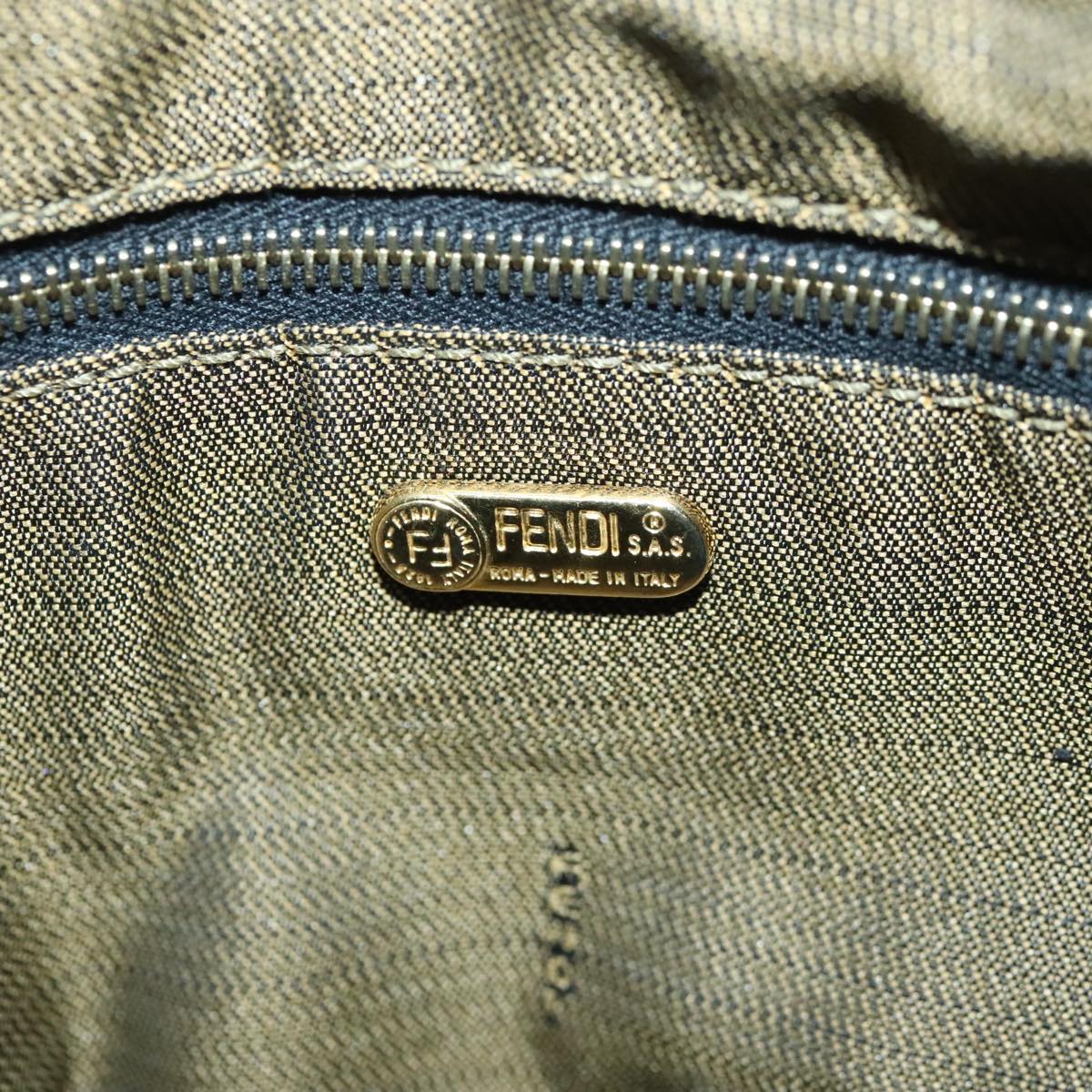 FENDI Zucca Canvas Vanity Pouch Brown Black gold 92526