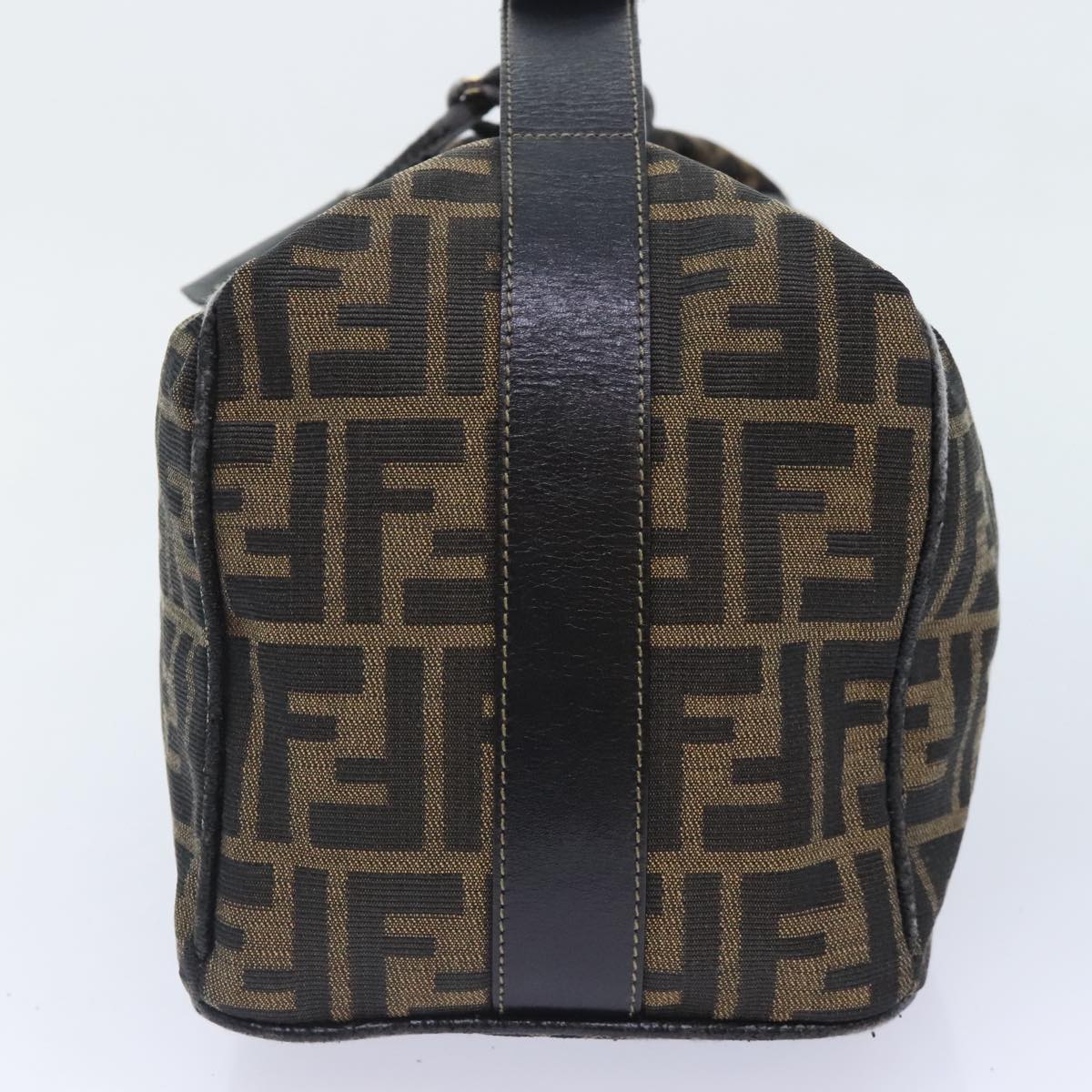 FENDI Zucca Canvas Vanity Pouch Brown Black gold 92526