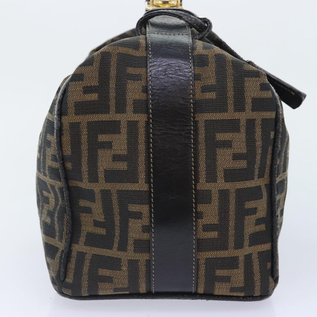 FENDI Zucca Canvas Vanity Pouch Brown Black gold 92526