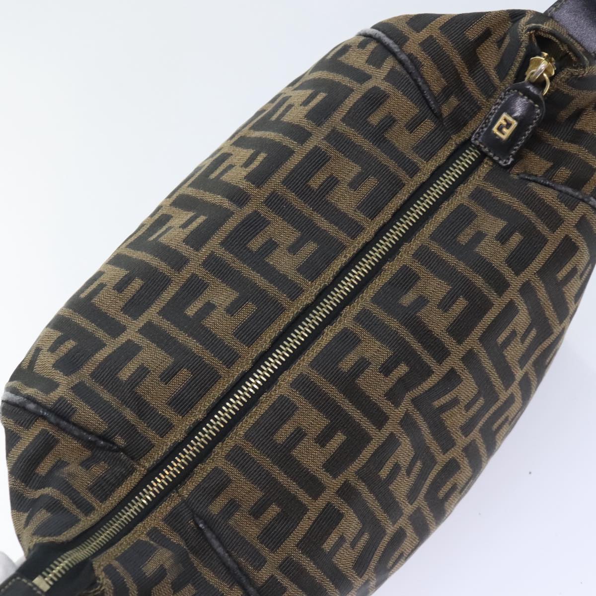 FENDI Zucca Canvas Vanity Pouch Brown Black gold 92526