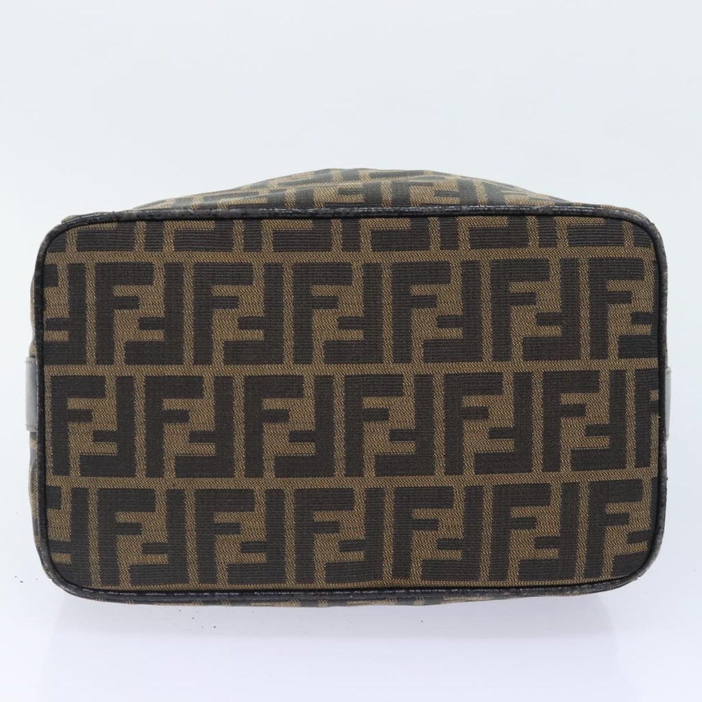 FENDI Zucca Canvas Vanity Pouch Brown Black gold 92526