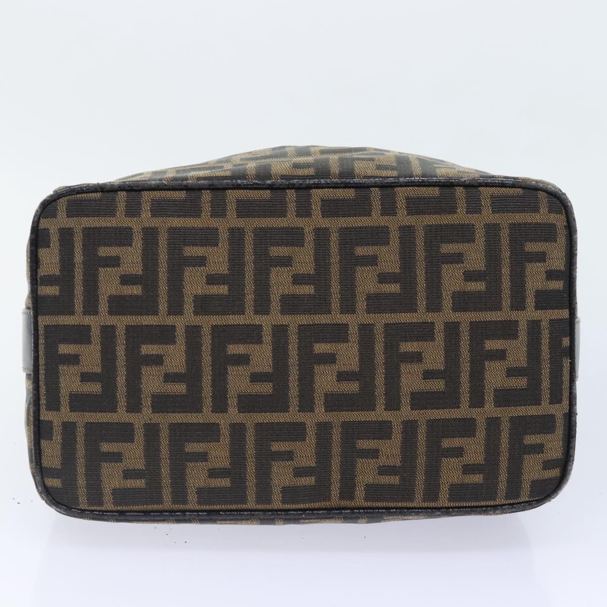 FENDI Zucca Canvas Vanity Pouch Brown Black gold 92526