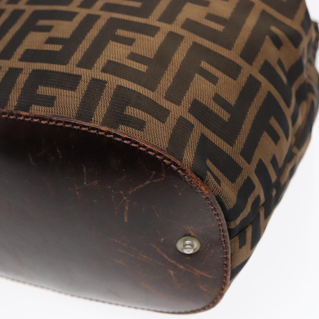 FENDI Zucca Canvas Hand Bag Brown Black Silver 92553