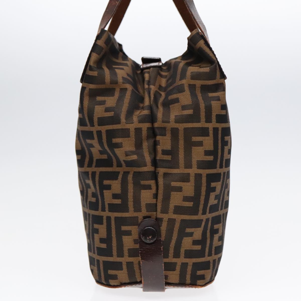 FENDI Zucca Canvas Hand Bag Brown Black Silver 92553