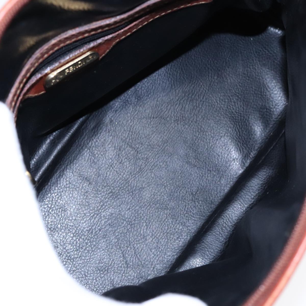 FENDI Pecan Canvas Hand Bag Brown Black Gold 92554