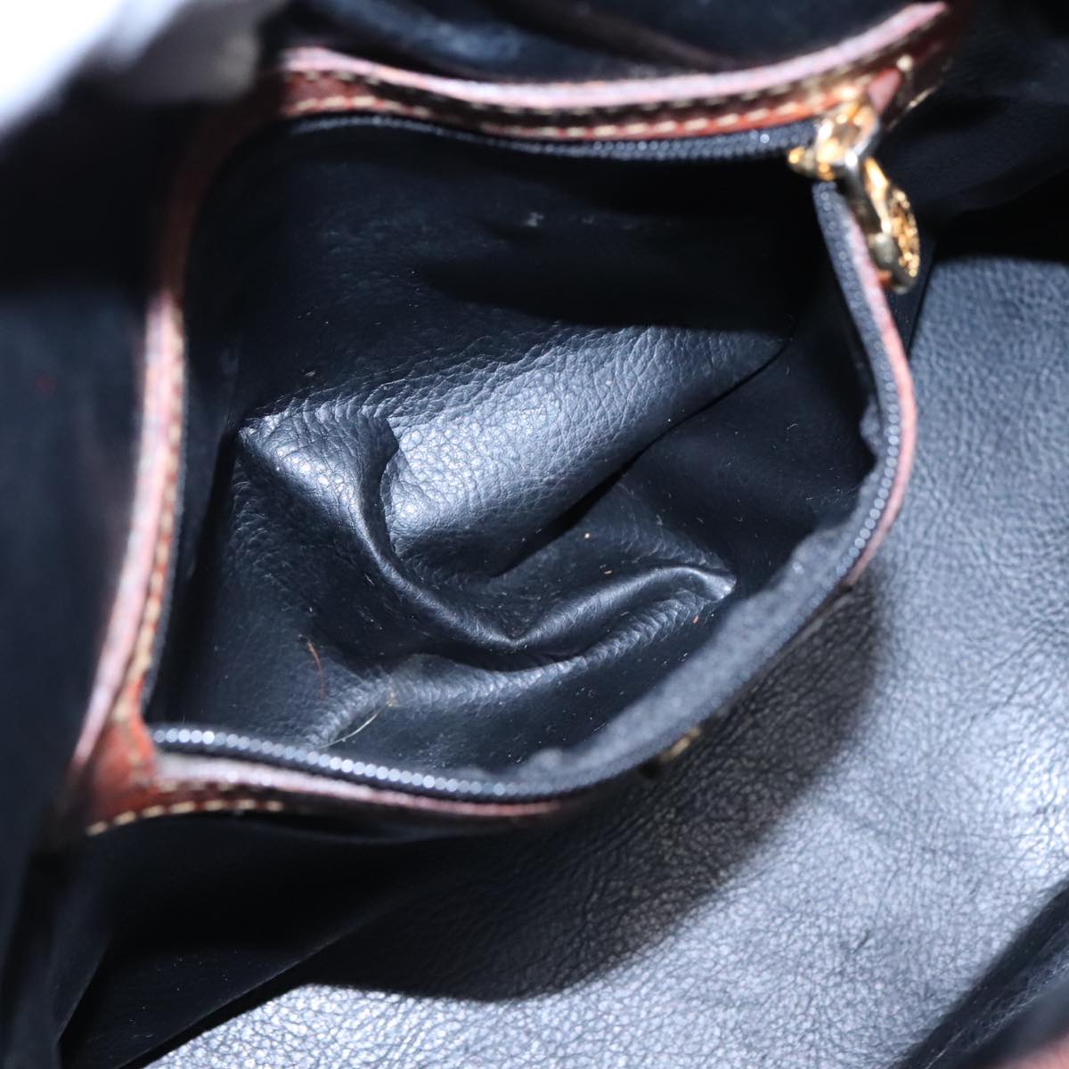 FENDI Pecan Canvas Hand Bag Brown Black Gold 92554