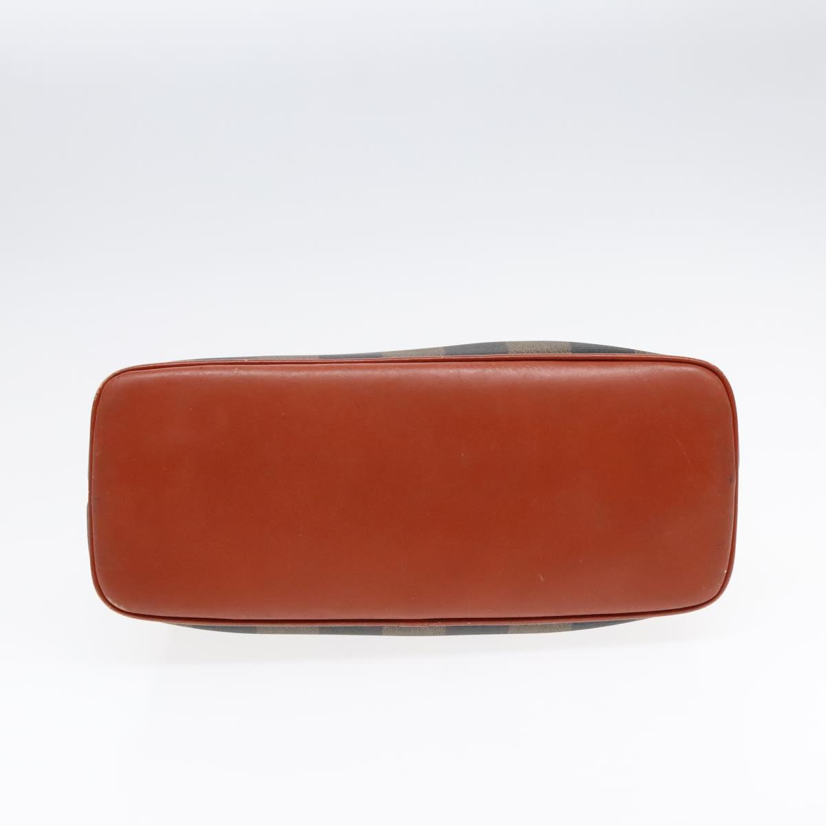 FENDI Pecan Canvas Hand Bag Brown Black Gold 92554