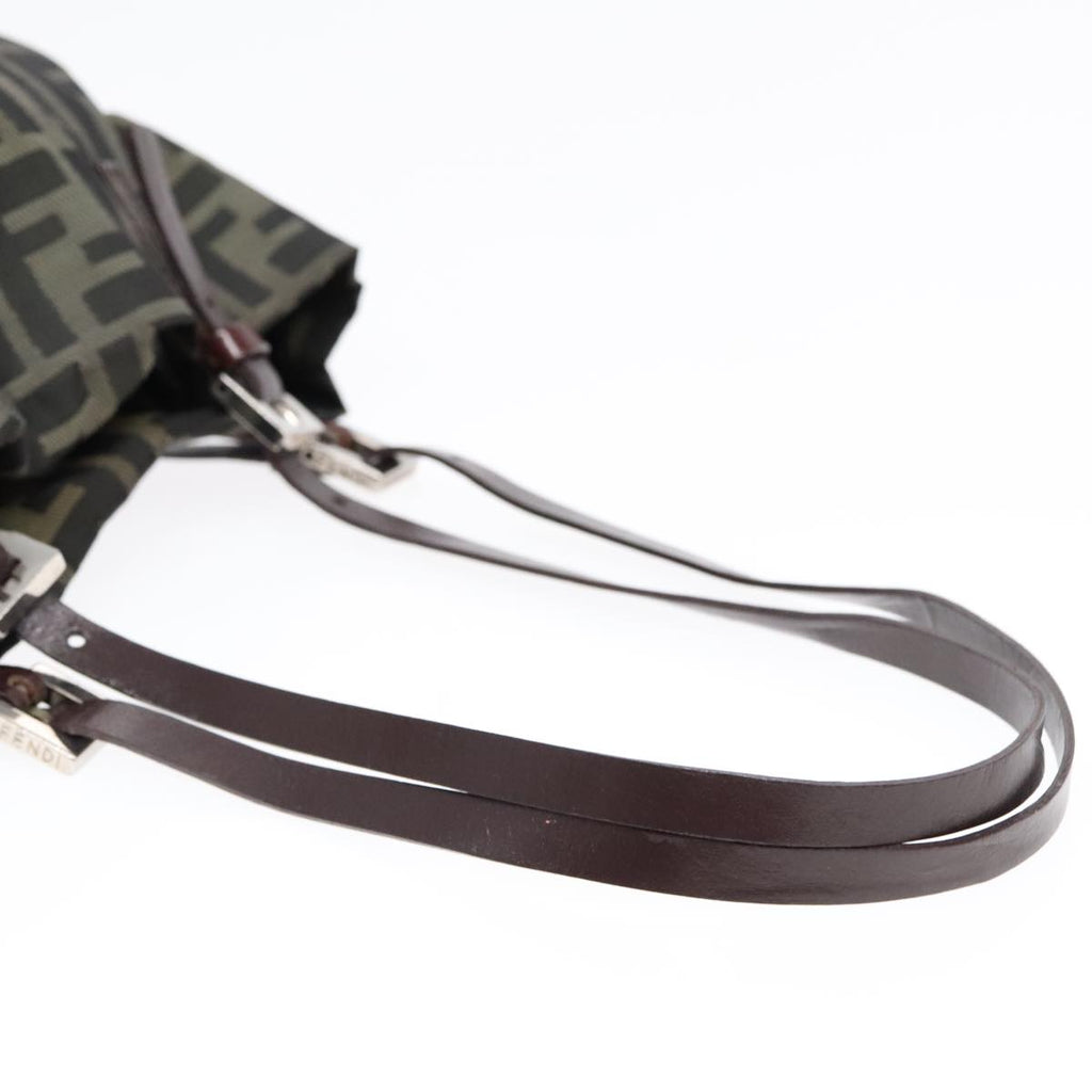 FENDI Hand Bag Zucca Canvas Brown Black Silver 92555