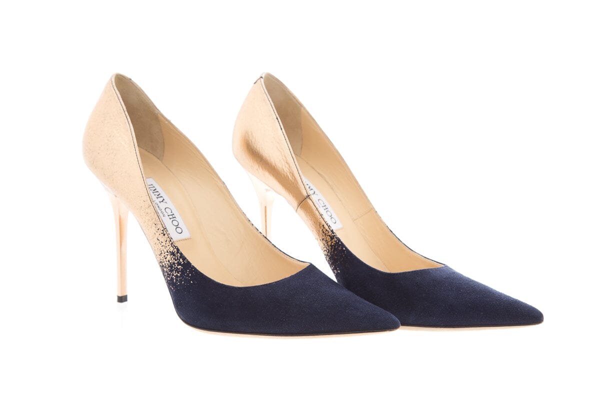 Jimmy Choo Navy & Gold Ombre Detail Heels SZ 40