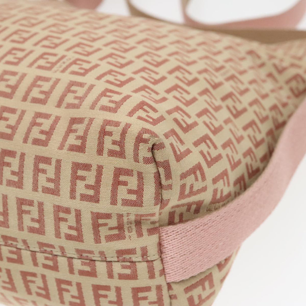 FENDI Zucchino Canvas Shoulder Bag Beige 92675