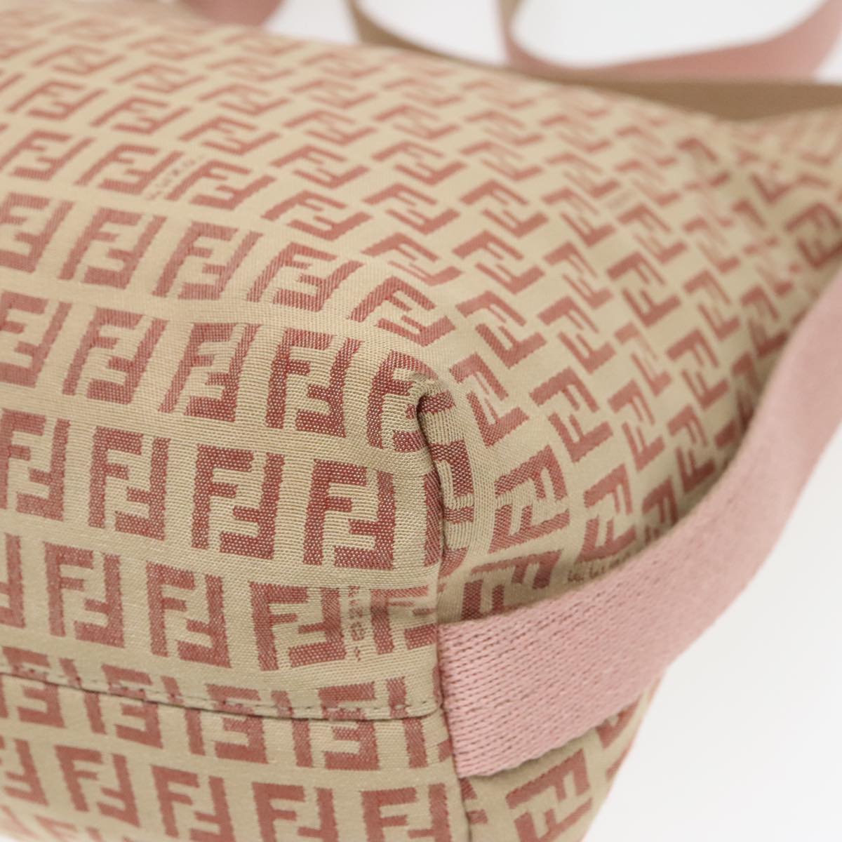 FENDI Zucchino Canvas Shoulder Bag Beige 92675