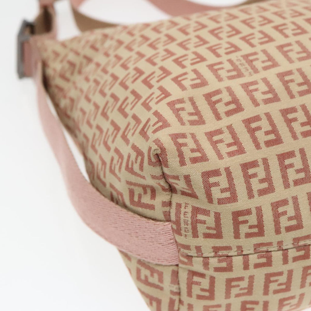 FENDI Zucchino Canvas Shoulder Bag Beige 92675