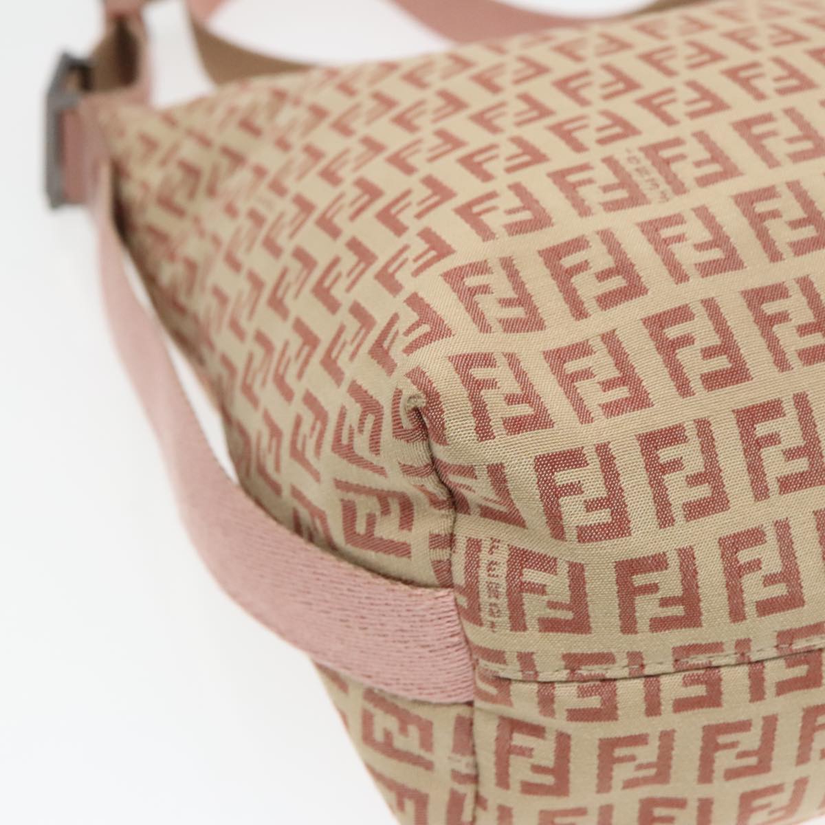 FENDI Zucchino Canvas Shoulder Bag Beige 92675
