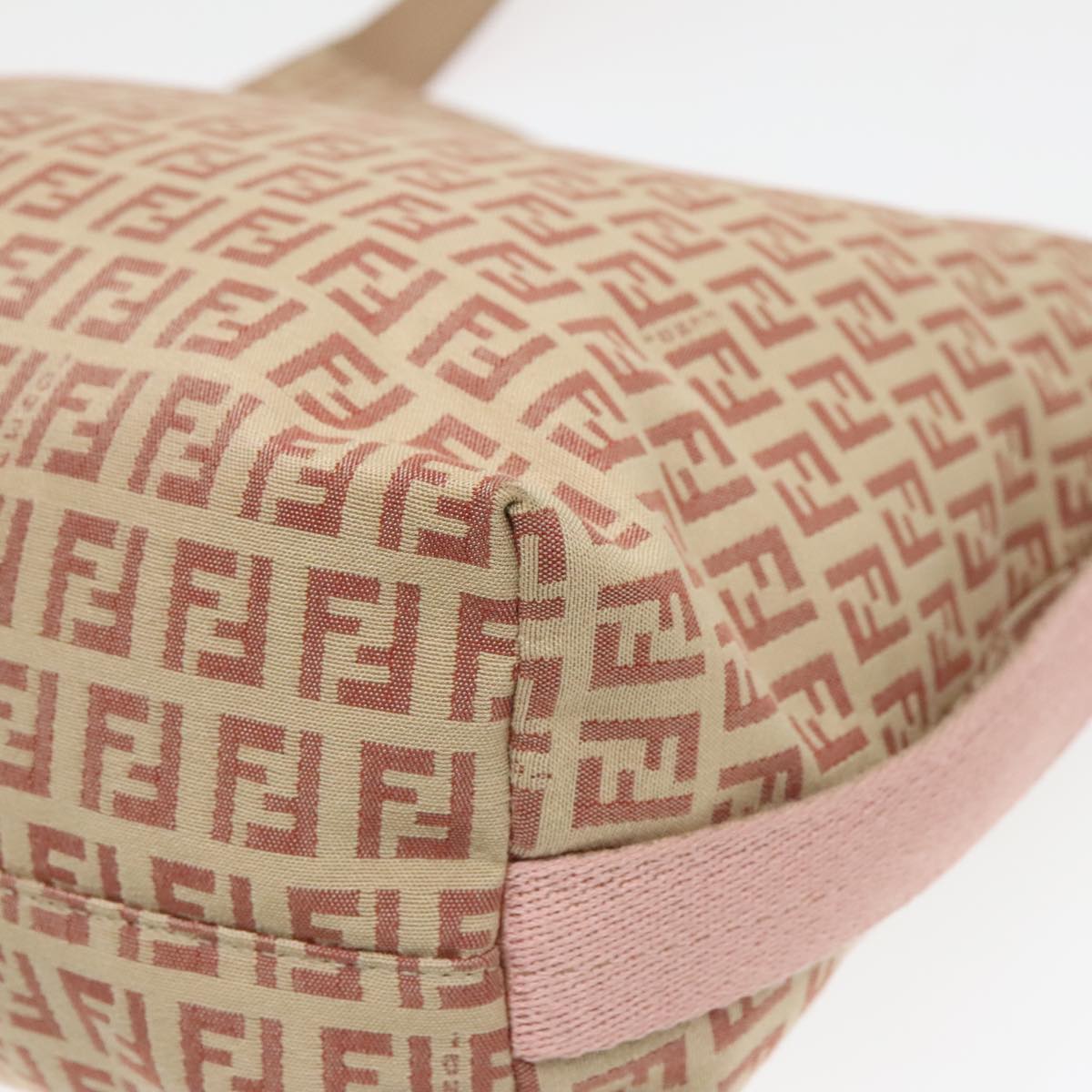 FENDI Zucchino Canvas Shoulder Bag Beige 92675