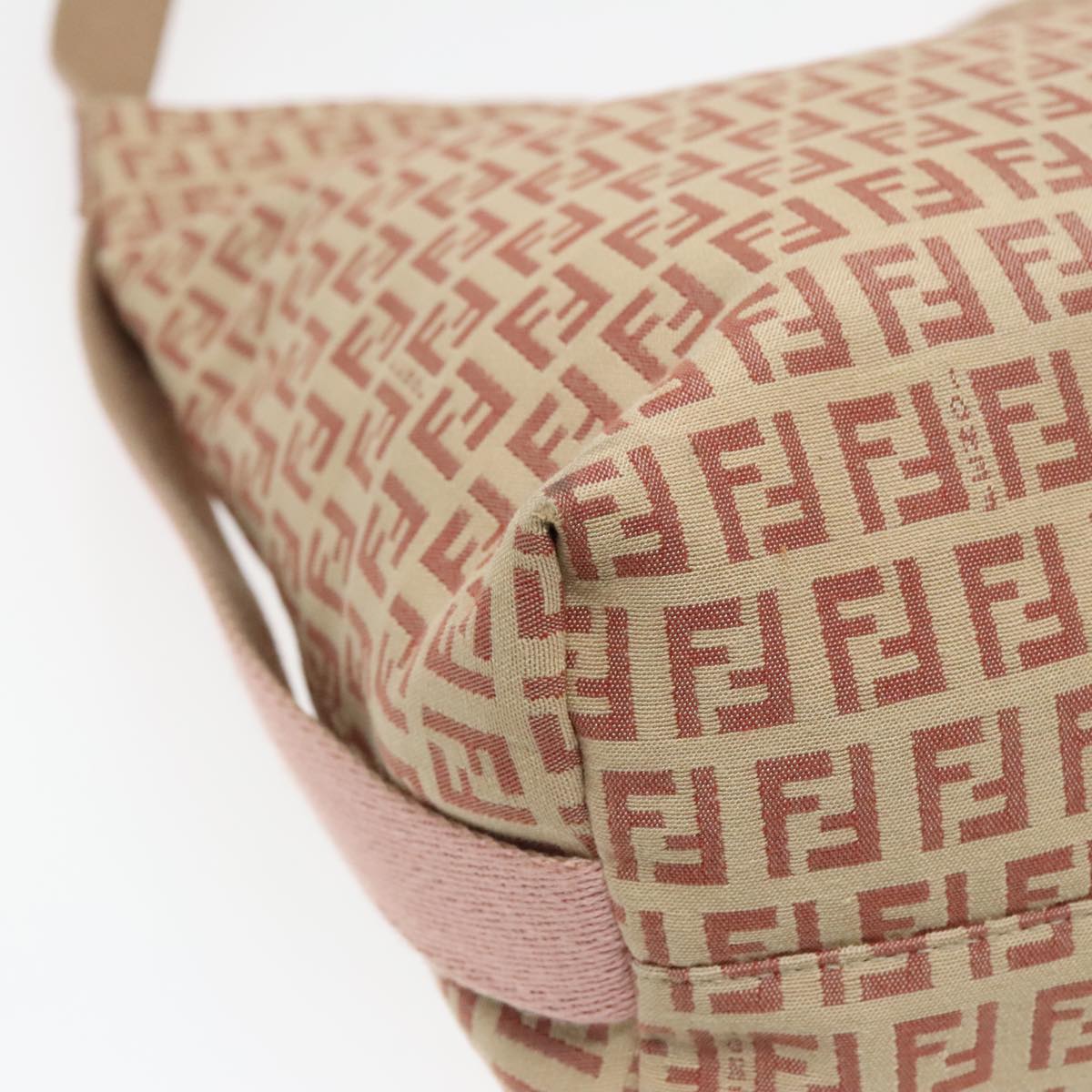 FENDI Zucchino Canvas Shoulder Bag Beige 92675