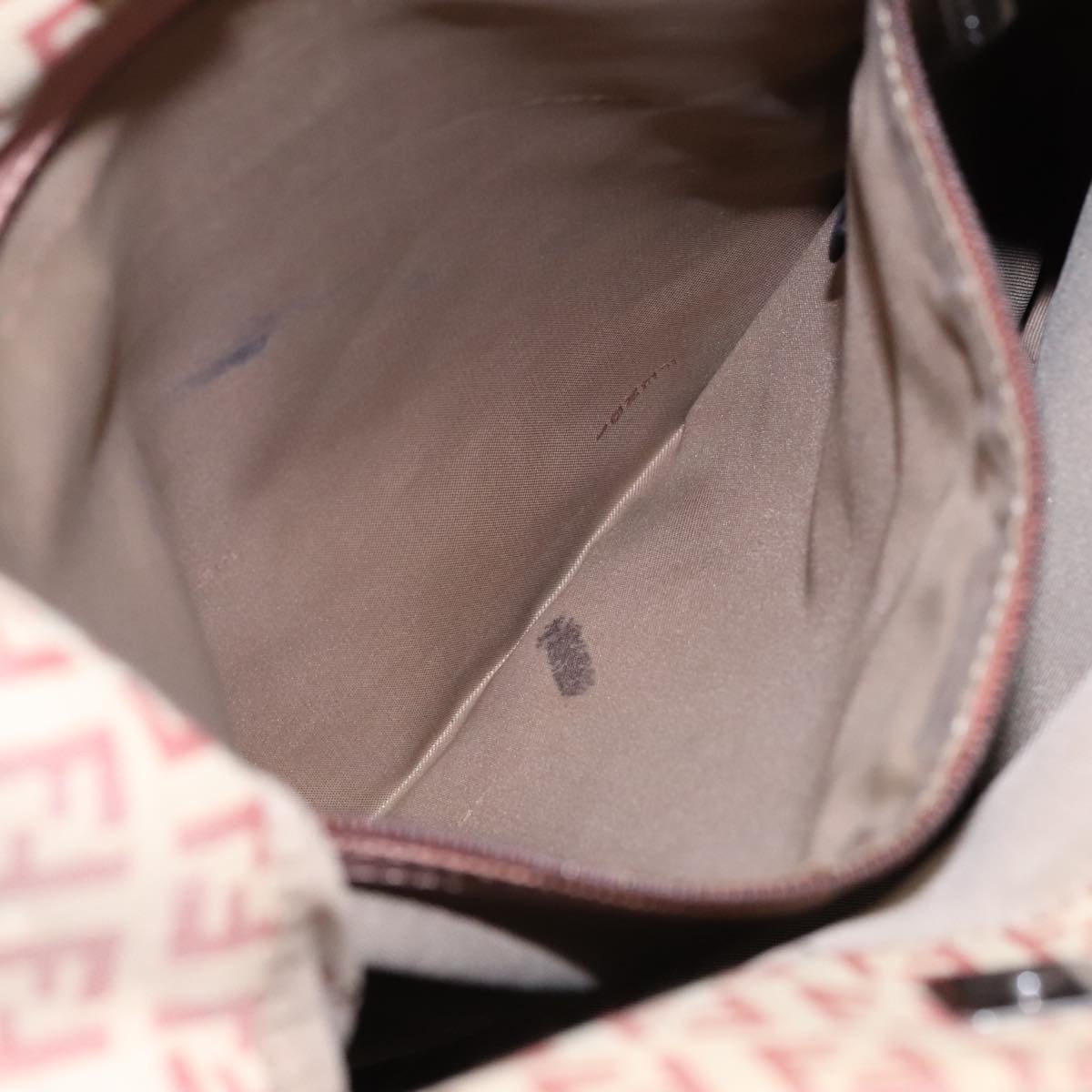 FENDI Zucchino Canvas Shoulder Bag Beige 92675