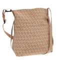 FENDI Zucchino Canvas Shoulder Bag Beige 92675