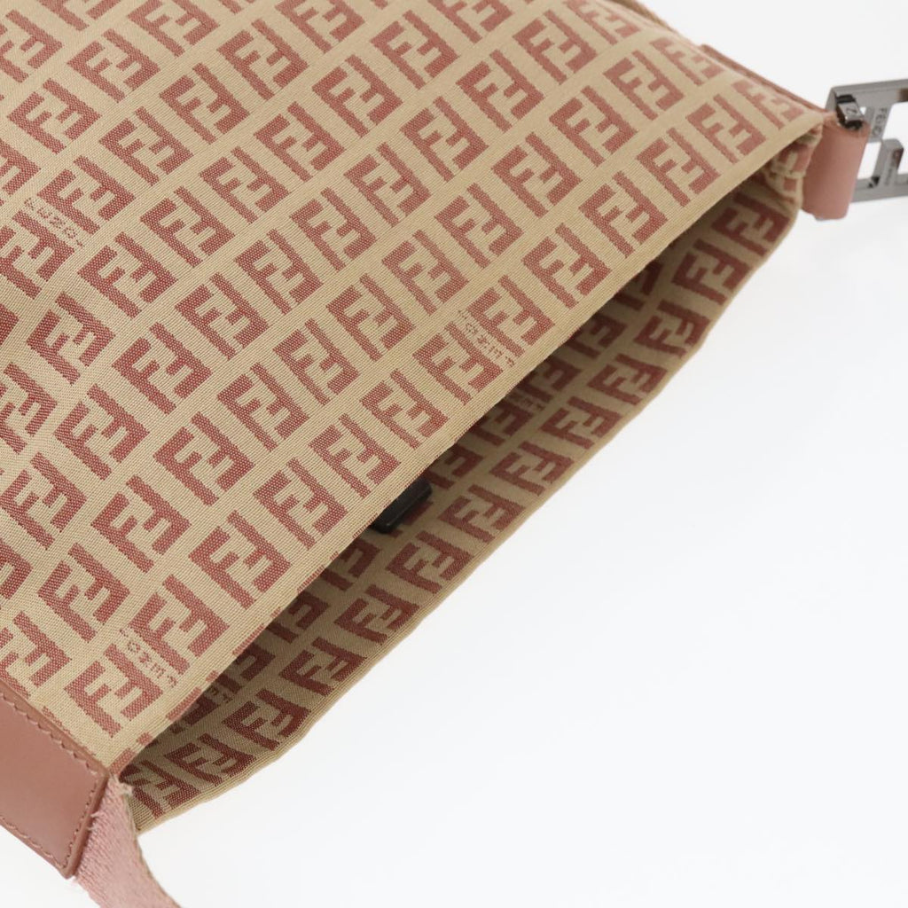 FENDI Zucchino Canvas Shoulder Bag Beige 92675