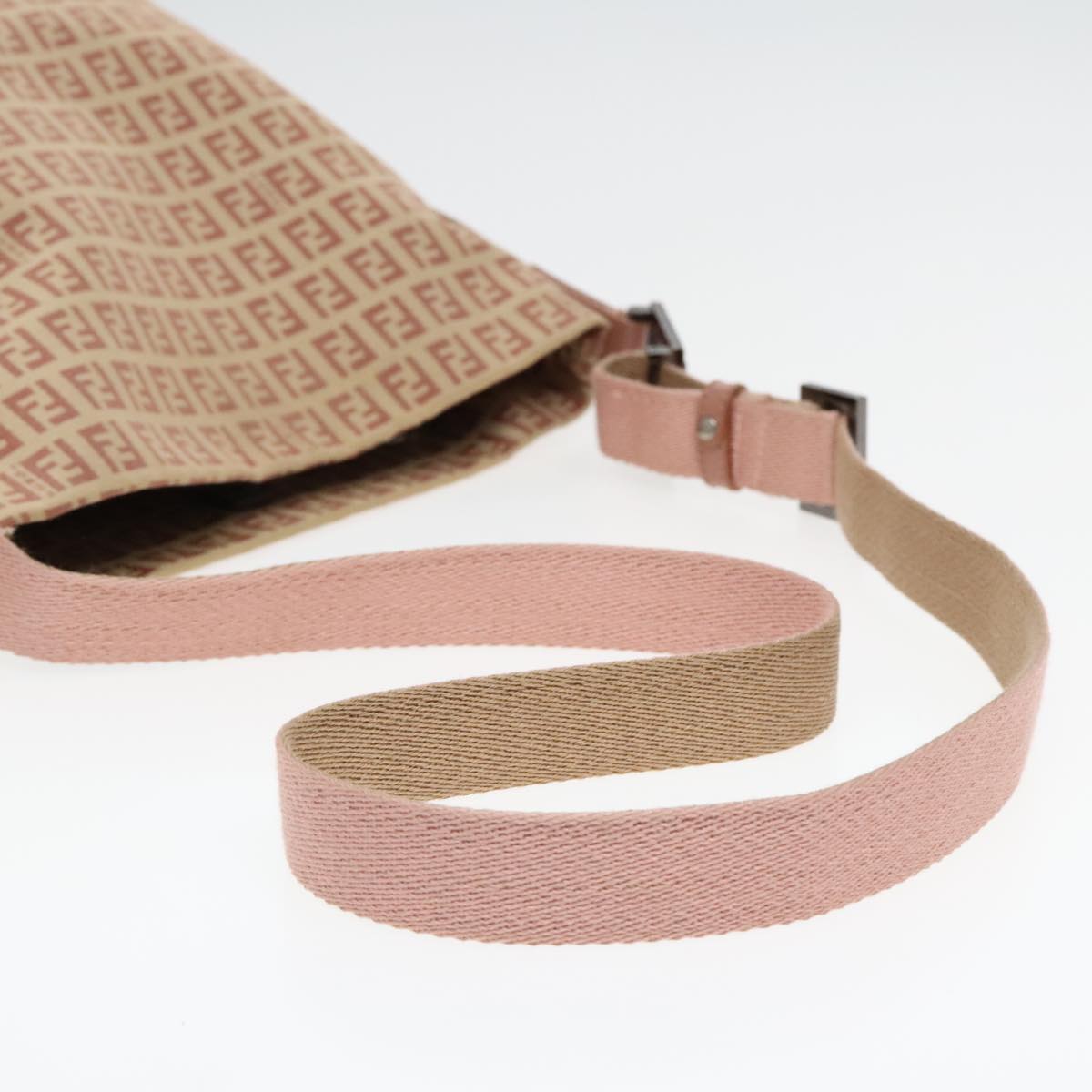 FENDI Zucchino Canvas Shoulder Bag Beige 92675