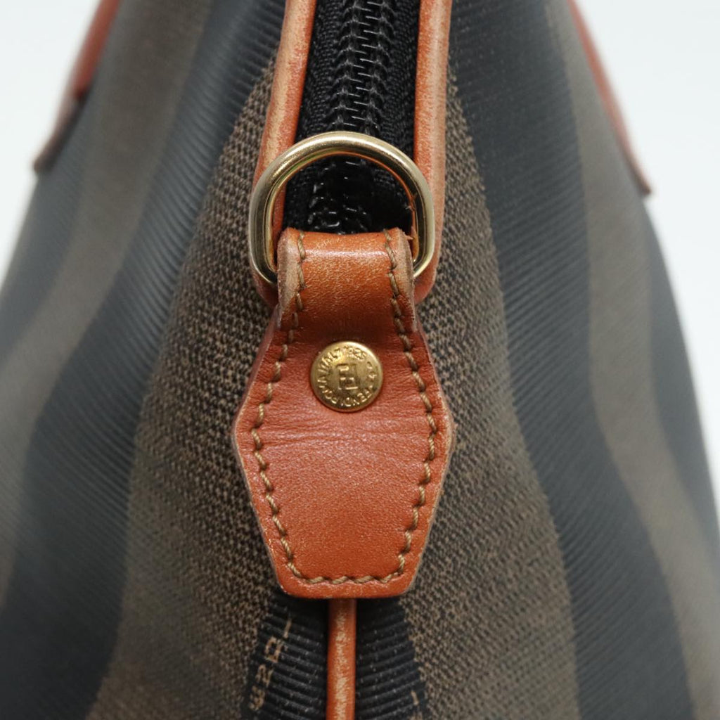 FENDI Pecan Canvas Hand Bag Brown Black gold 92679