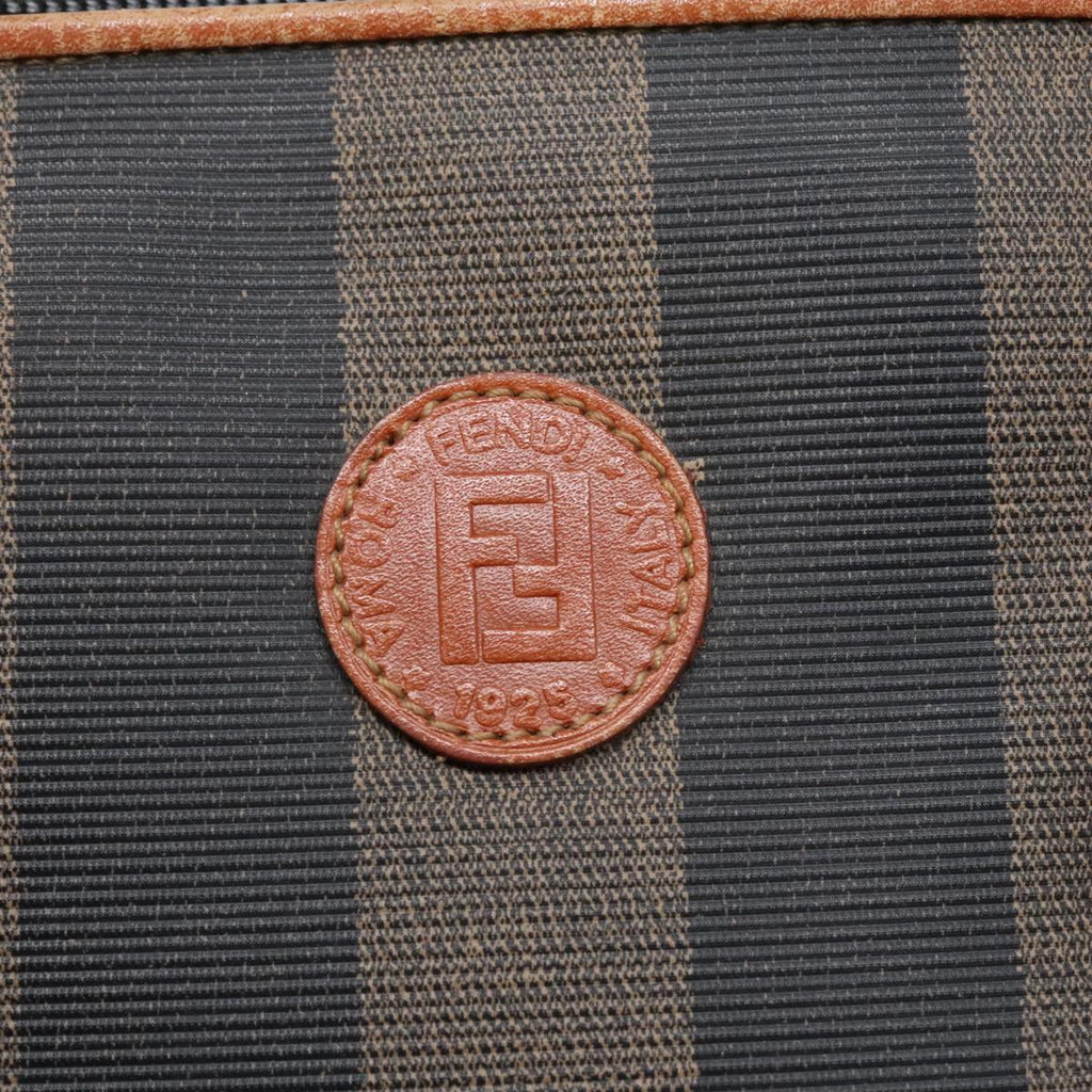 FENDI Pecan Canvas Hand Bag Brown Black gold 92679