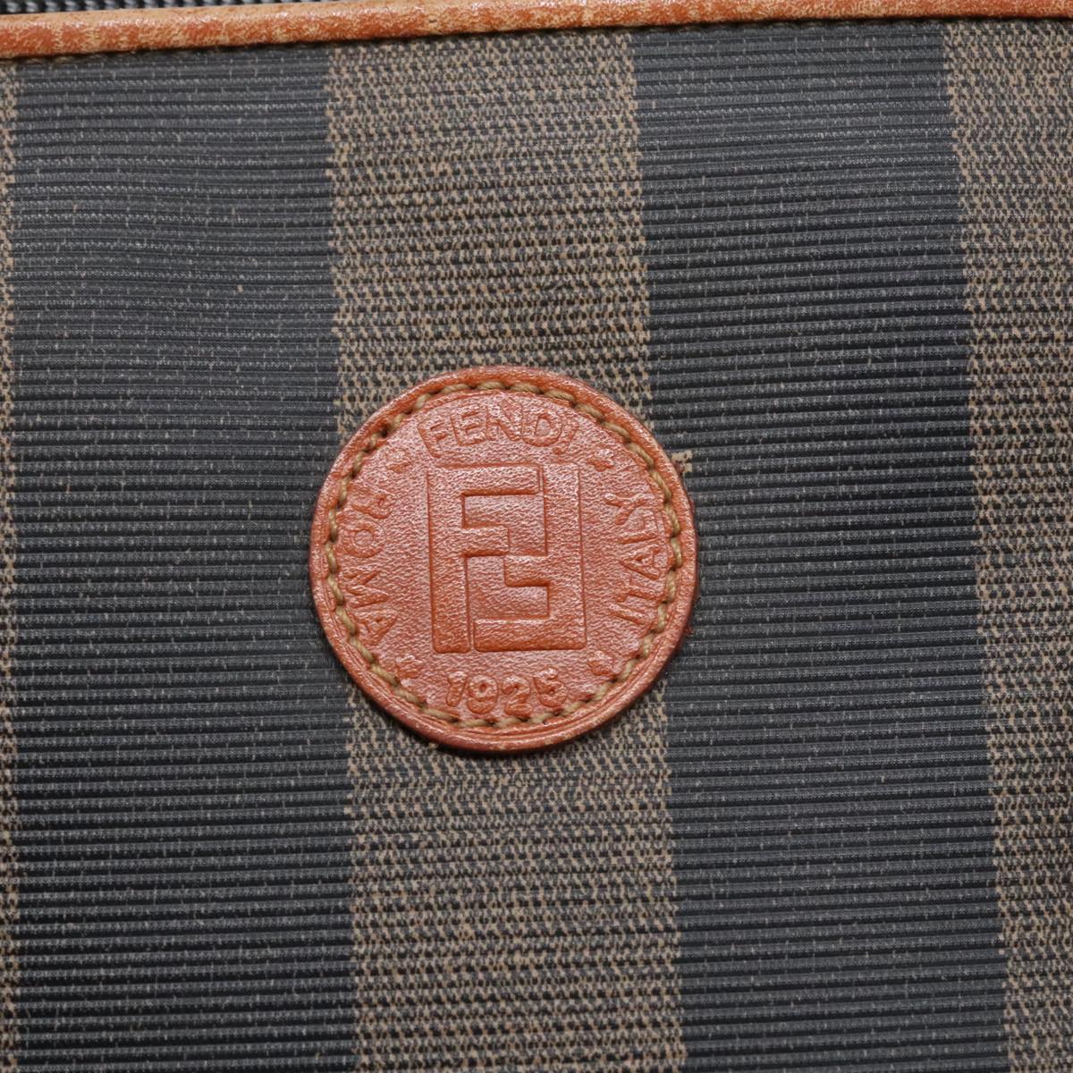 FENDI Pecan Canvas Hand Bag Brown Black gold 92679