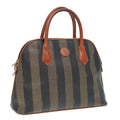 FENDI Pecan Canvas Hand Bag Brown Black gold 92679