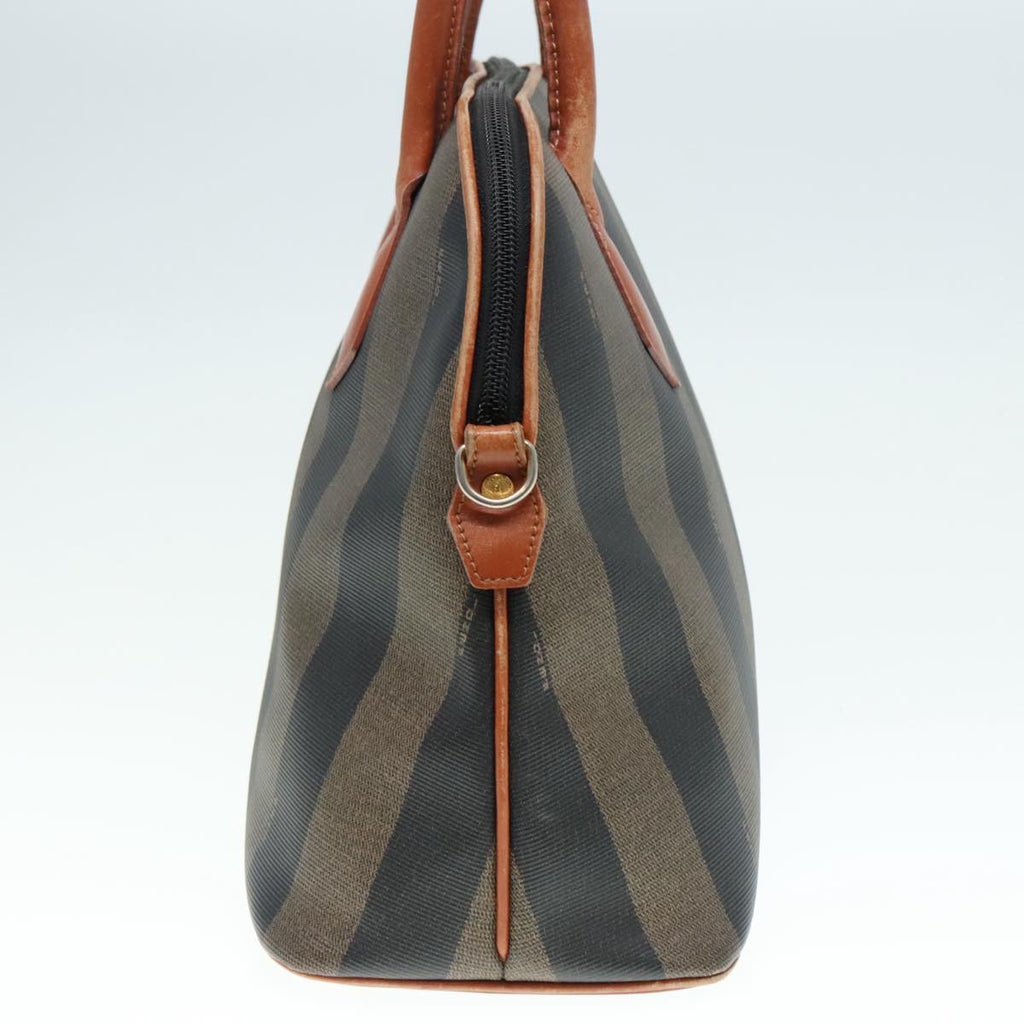 FENDI Pecan Canvas Hand Bag Brown Black gold 92679