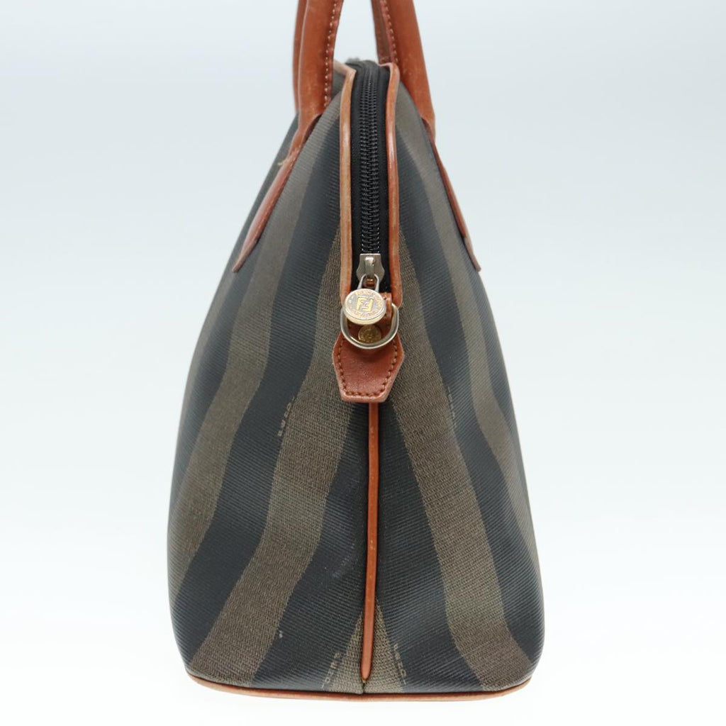 FENDI Pecan Canvas Hand Bag Brown Black gold 92679