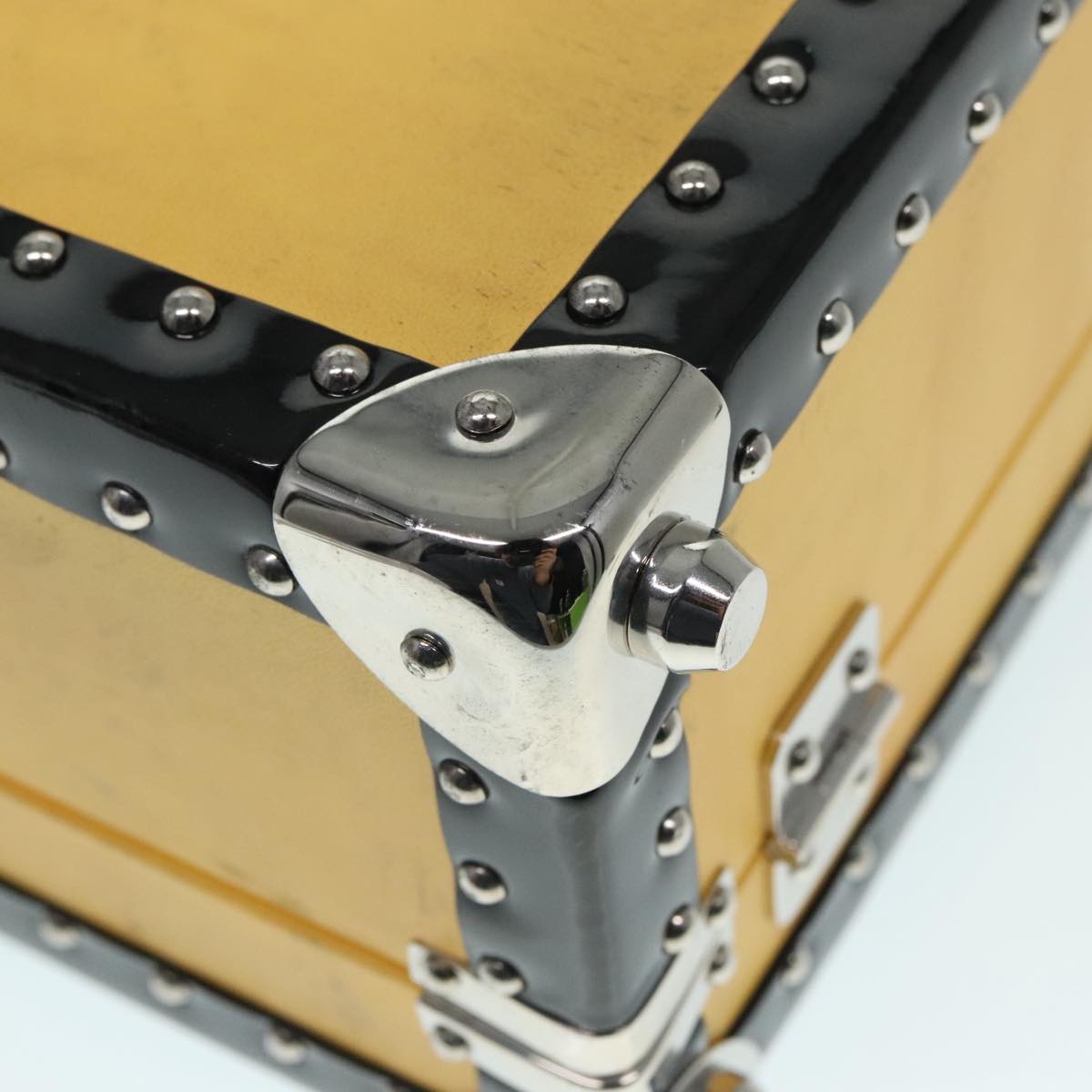 FENDI Trunk Case Leather Yellow Silver 92687
