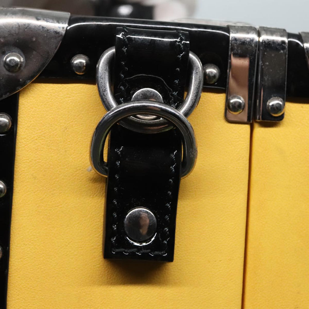FENDI Trunk Case Leather Yellow Silver 92687