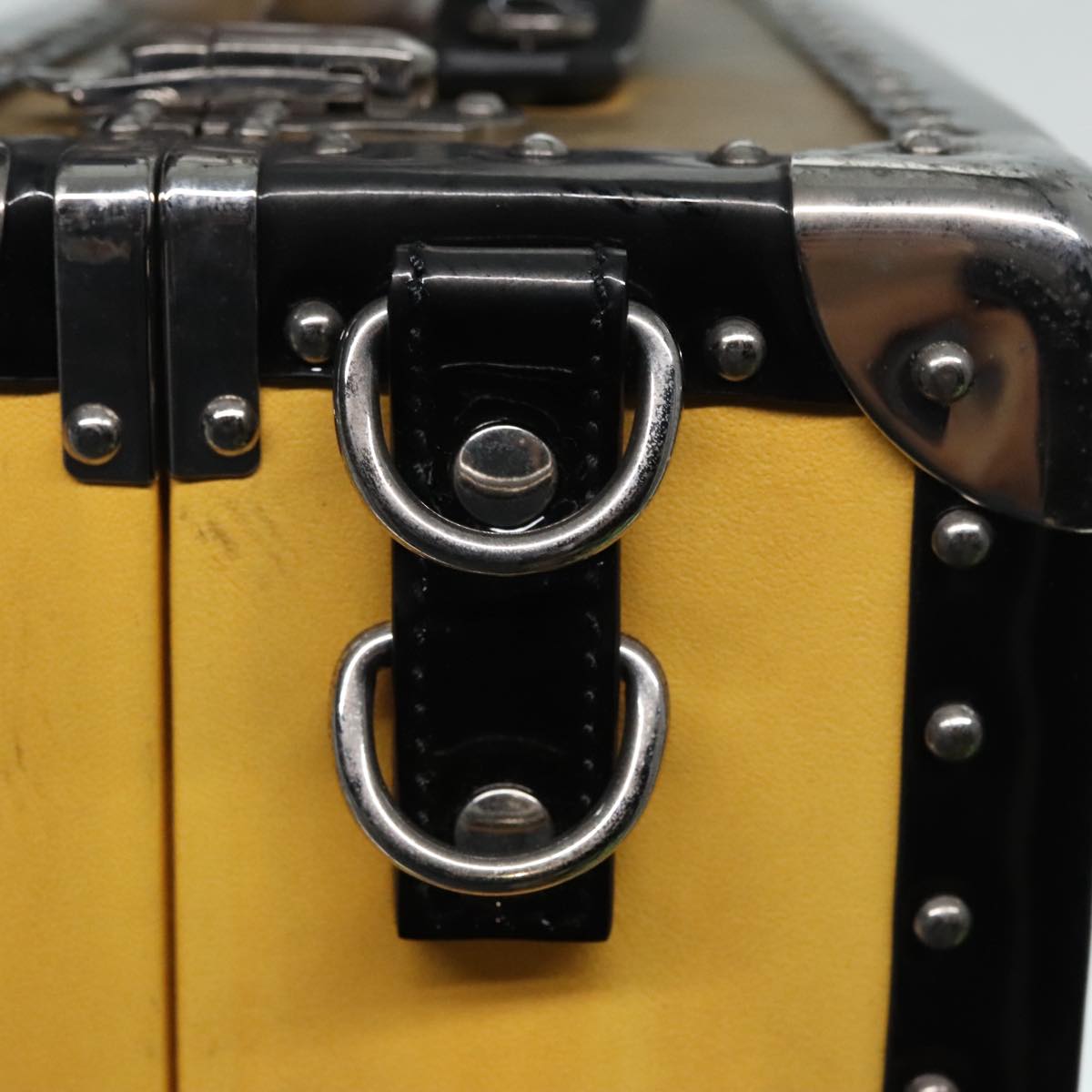 FENDI Trunk Case Leather Yellow Silver 92687