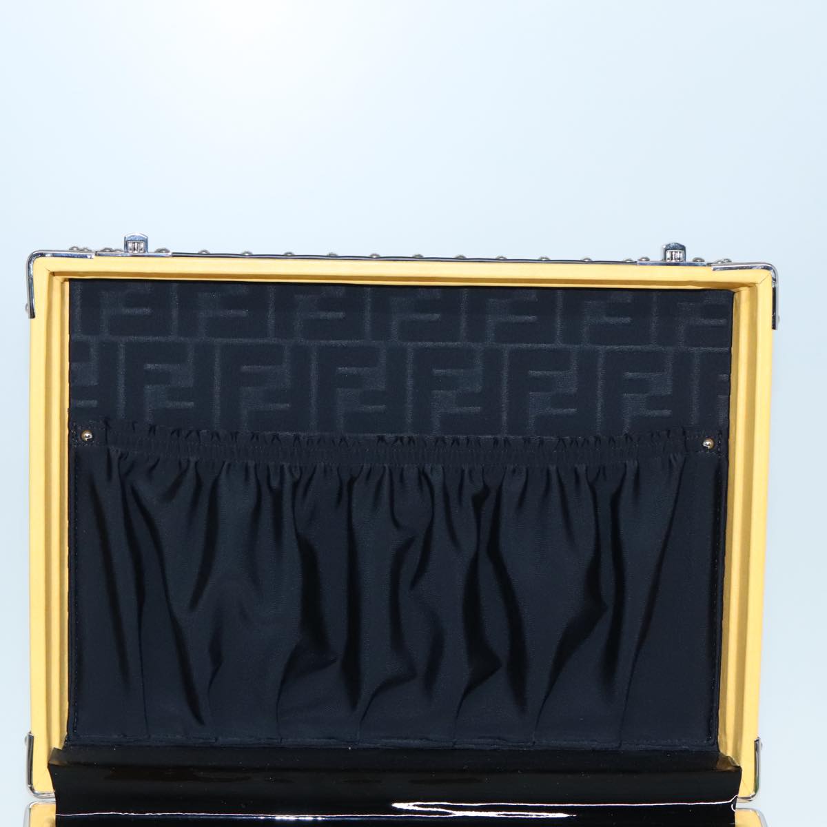 FENDI Trunk Case Leather Yellow Silver 92687
