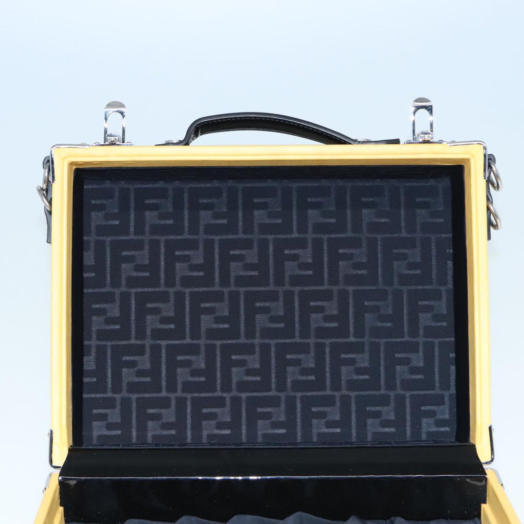 FENDI Trunk Case Leather Yellow Silver 92687