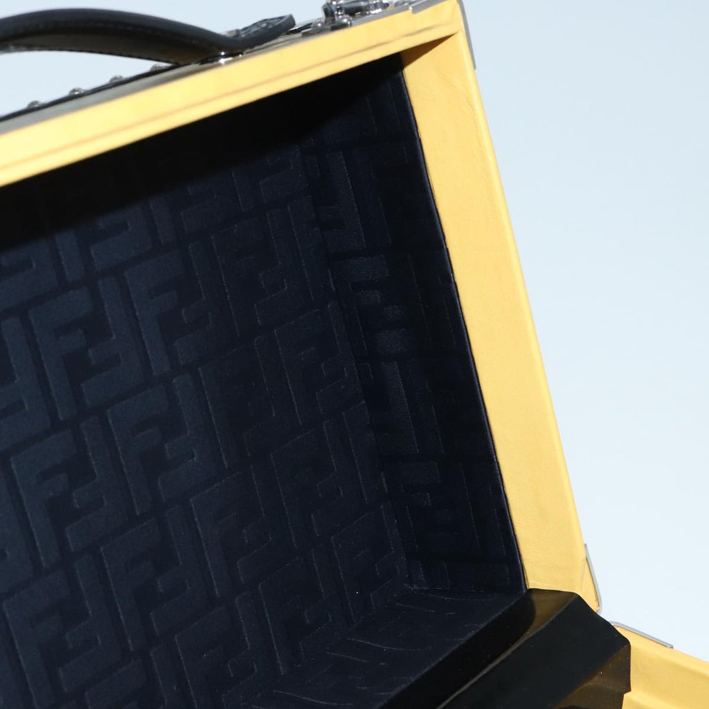 FENDI Trunk Case Leather Yellow Silver 92687
