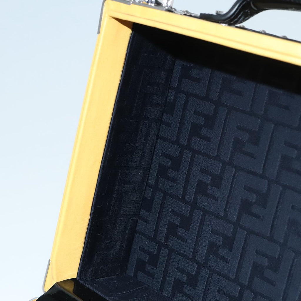 FENDI Trunk Case Leather Yellow Silver 92687
