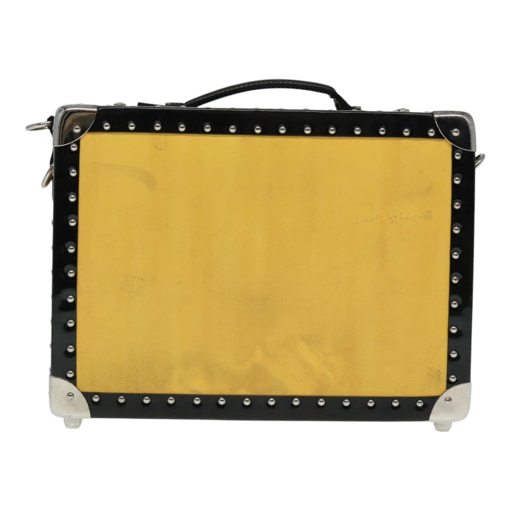 FENDI Trunk Case Leather Yellow Silver 92687