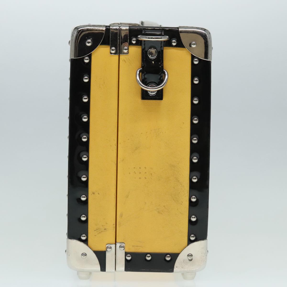 FENDI Trunk Case Leather Yellow Silver 92687