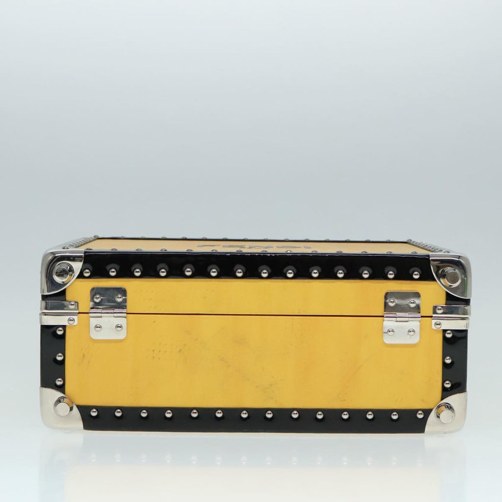 FENDI Trunk Case Leather Yellow Silver 92687