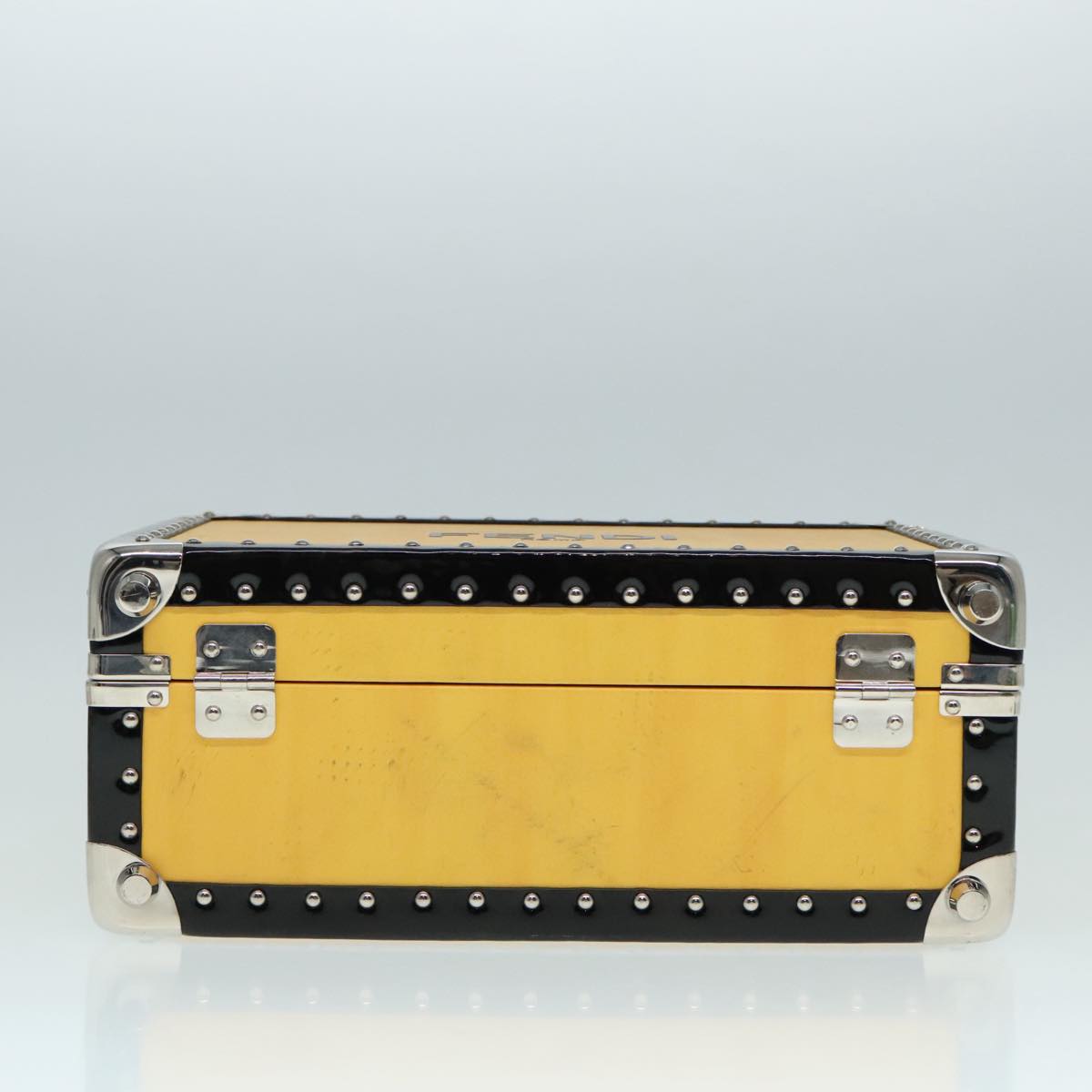 FENDI Trunk Case Leather Yellow Silver 92687